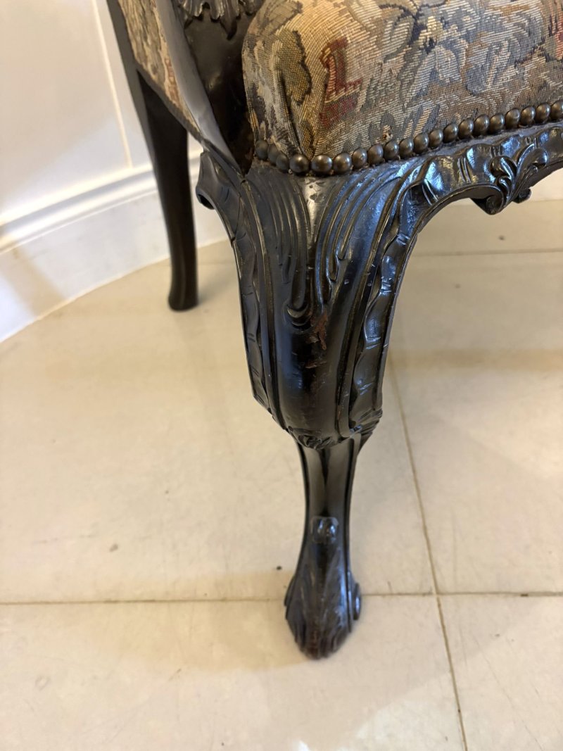 Antique Exceptional Victorian Carved Mahogany Chippendale Style Ribbon Back Desk Chair - Image 14